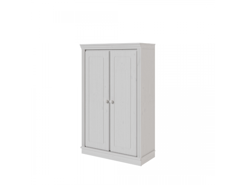 Estante de madeira com 1,19 m no acabamento branco lavado com duas portas / Coleção biblioteca